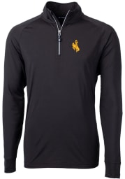 Cutter and Buck Wyoming Cowboys Mens Black Adapt Eco Knit Recycled Big and Tall 1/4 Zip Pullover