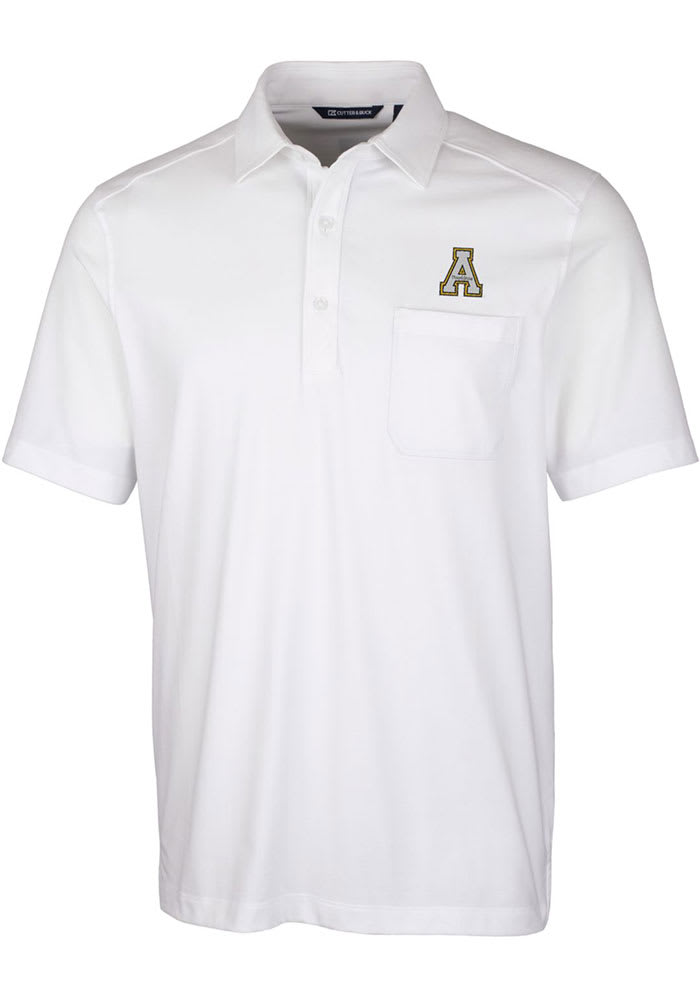 Cutter and Buck Appalachian State Mountaineers Mens White Advantage Tri-Blend Jersey Big and Tall Polos Shirt