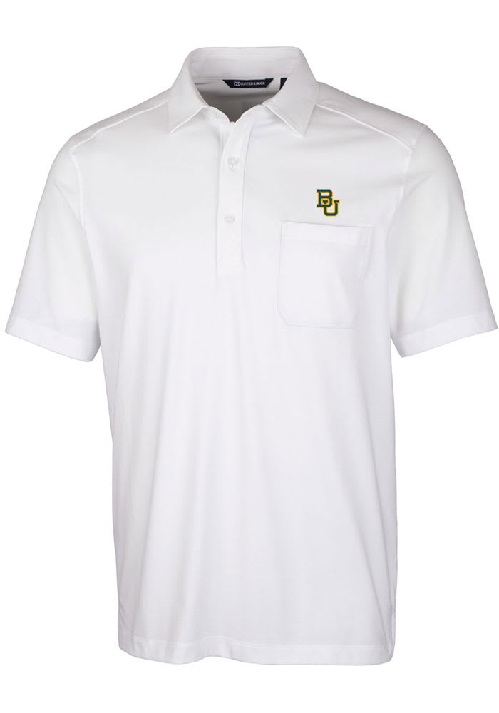 Cutter and Buck Baylor Bears Mens White Advantage Tri-Blend Jersey Big and Tall Polos Shirt