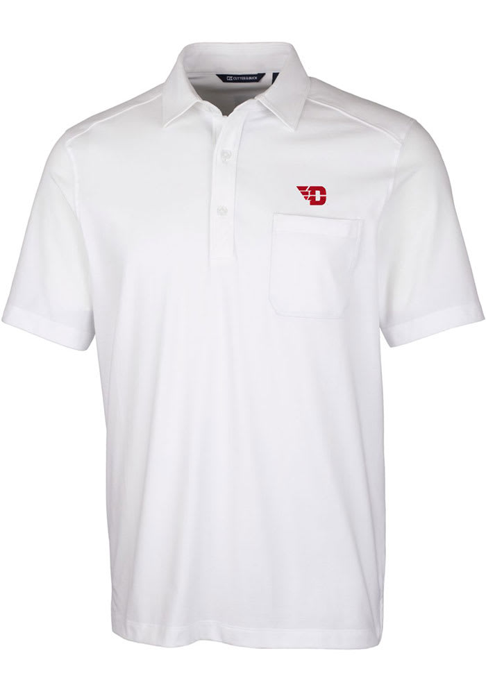 Cutter and Buck Dayton Flyers Mens White Advantage Tri-Blend Jersey Big and Tall Polos Shirt
