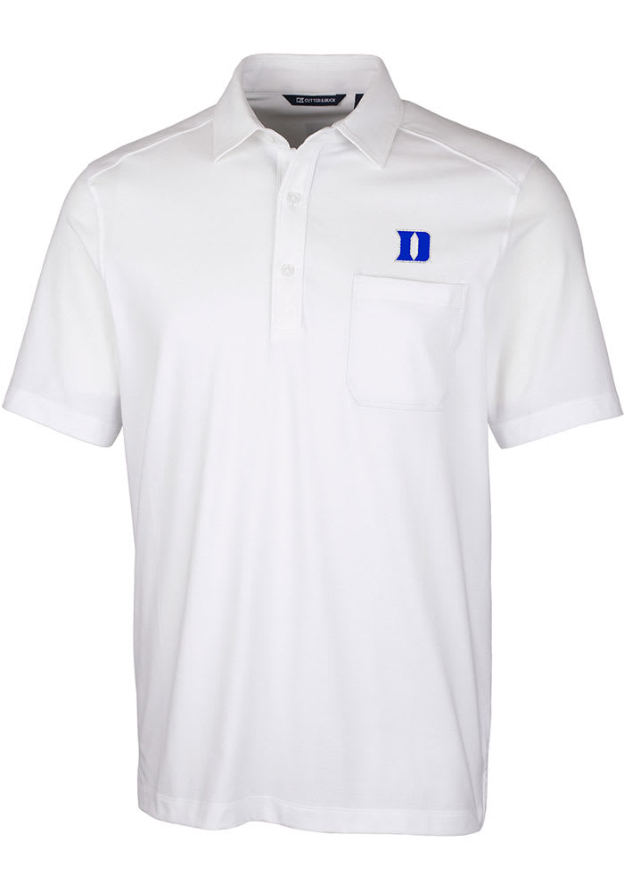 Cutter and Buck Duke Blue Devils Mens White Advantage Tri-Blend Jersey Big and Tall Polos Shirt