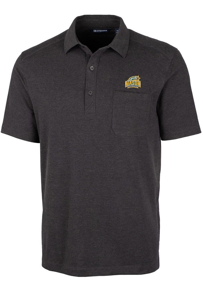 Cutter and Buck George Mason University Mens Black Advantage Tri-Blend Jersey Big and Tall Polos Shirt