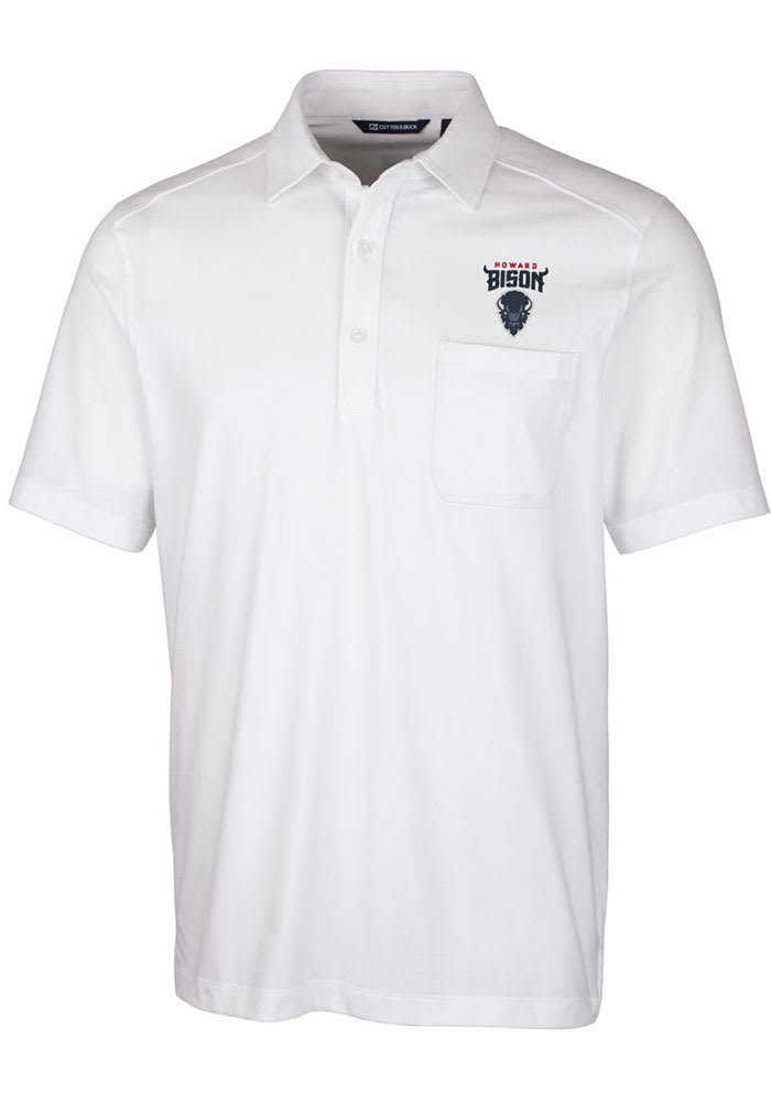 Cutter and Buck Howard Bison Mens White Advantage Tri-Blend Jersey Big and Tall Polos Shirt