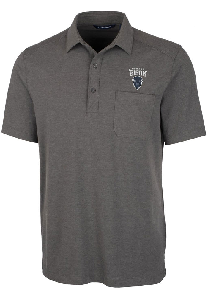 Cutter and Buck Howard Bison Mens Grey Advantage Tri-Blend Jersey Big and Tall Polos Shirt