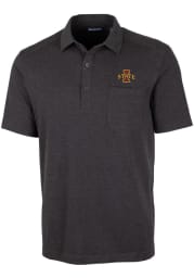 Cutter and Buck Iowa State Cyclones Mens Black Advantage Tri-Blend Jersey Big and Tall Polos Shirt