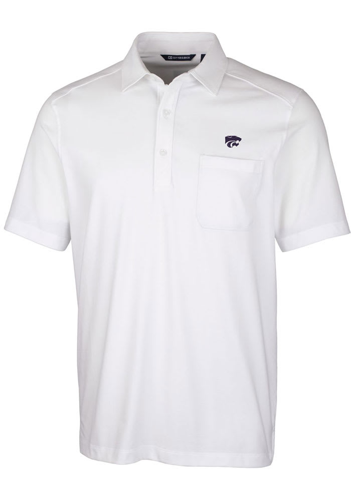 Cutter and Buck K-State Wildcats Mens White Advantage Tri-Blend Jersey Big and Tall Polos Shirt