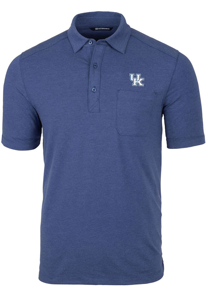 Cutter and Buck K-State Wildcats Mens Blue Advantage Tri-Blend Jersey Big and Tall Polos Shirt