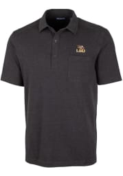 Cutter and Buck LSU Tigers Mens Black Advantage Tri-Blend Jersey Big and Tall Polos Shirt