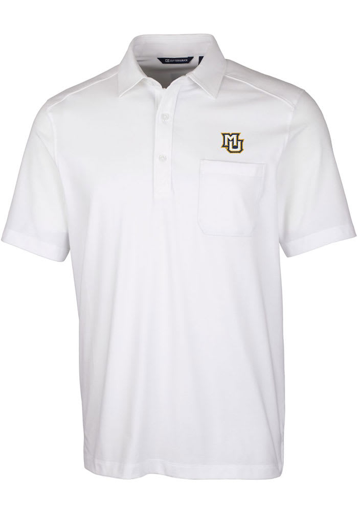 Cutter and Buck Marquette Golden Eagles Mens White Advantage Tri-Blend Jersey Big and Tall Polos Shirt