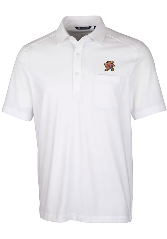 Cutter and Buck Maryland Terrapins Mens White Advantage Tri-Blend Jersey Big and Tall Polos Shirt