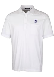 Cutter and Buck Northwestern Wildcats Mens White Advantage Tri-Blend Jersey Big and Tall Polos Shirt