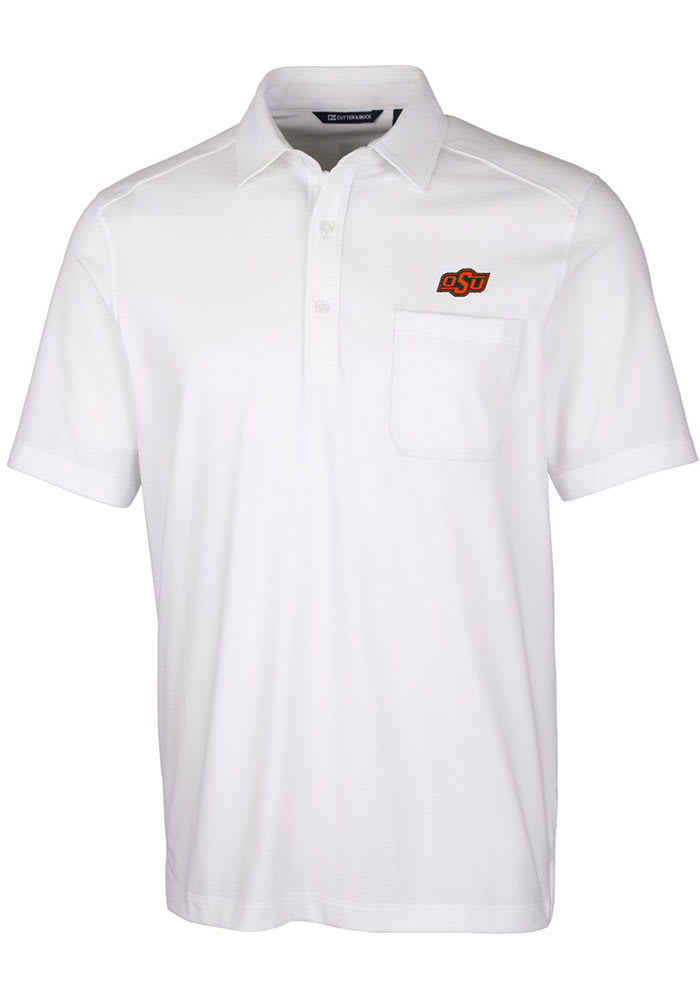 Cutter and Buck Oklahoma State Cowboys Mens White Advantage Tri-Blend Jersey Big and Tall Polos Shirt