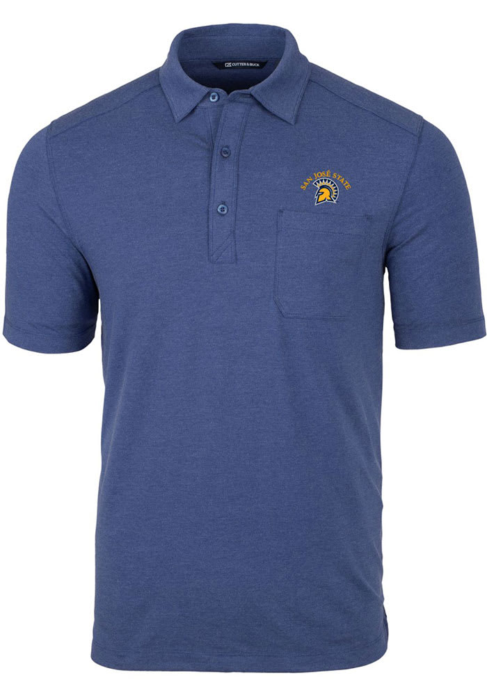 Cutter and Buck San Jose State Spartans Mens Blue Advantage Tri-Blend Jersey Big and Tall Polos Shirt