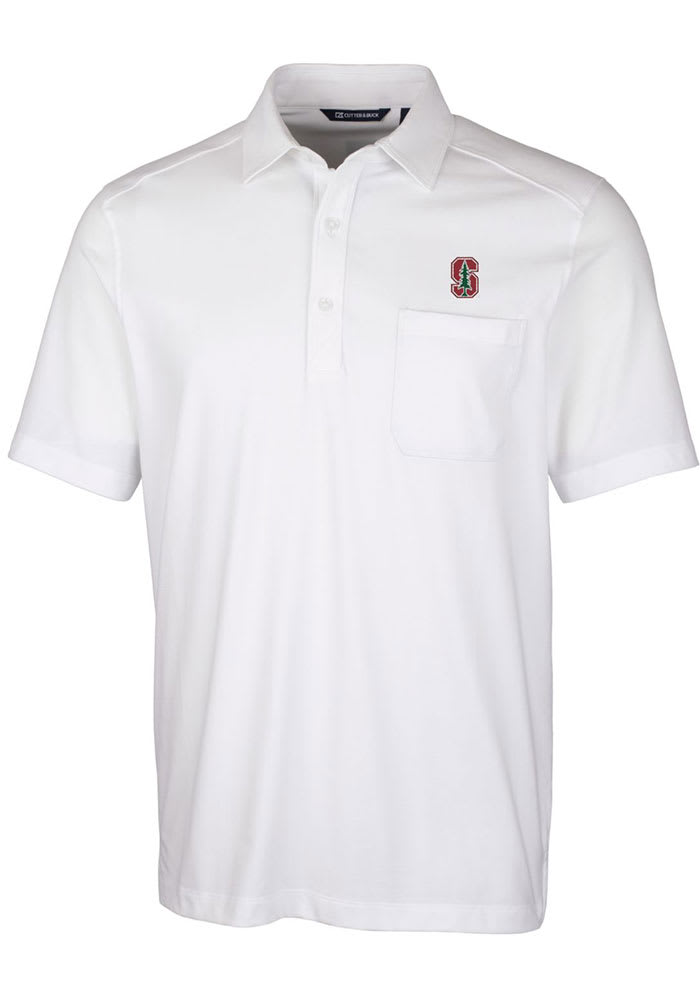 Cutter and Buck Stanford Cardinal Mens White Advantage Tri-Blend Jersey Big and Tall Polos Shirt