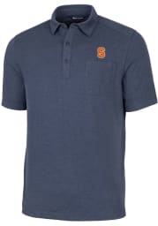 Cutter and Buck Syracuse Orange Mens Navy Blue Advantage Tri-Blend Jersey Big and Tall Polos Shirt
