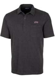 Cutter and Buck TCU Horned Frogs Mens Black Advantage Tri-Blend Jersey Big and Tall Polos Shirt