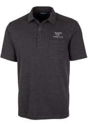 Cutter and Buck Virginia Tech Hokies Mens Black Advantage Tri-Blend Jersey Big and Tall Polos Shirt