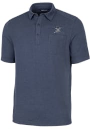 Cutter and Buck Xavier Musketeers Mens Navy Blue Advantage Tri-Blend Jersey Big and Tall Polos Shirt