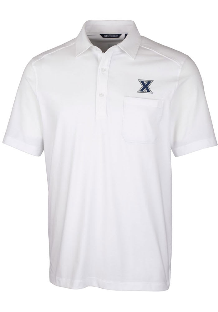 Cutter and Buck Xavier Musketeers Mens White Advantage Tri-Blend Jersey Big and Tall Polos Shirt