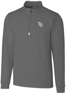 Cutter and Buck Tampa Bay Rays Mens Grey Traverse Big and Tall 1/4 Zip Pullover