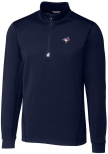 Cutter and Buck Toronto Blue Jays Mens Navy Blue Traverse Big and Tall 1/4 Zip Pullover