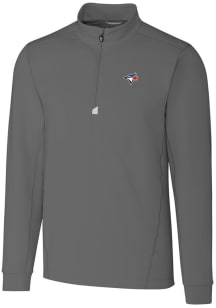 Cutter and Buck Toronto Blue Jays Mens Grey Traverse Big and Tall 1/4 Zip Pullover