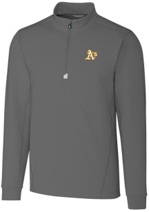 Cutter and Buck Oakland Athletics Mens Grey Traverse Big and Tall 1/4 Zip Pullover