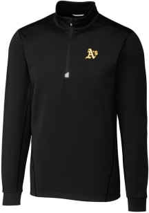 Cutter and Buck Oakland Athletics Mens Black Traverse Big and Tall 1/4 Zip Pullover