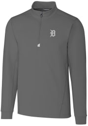 Cutter and Buck Detroit Tigers Mens Grey Traverse Big and Tall 1/4 Zip Pullover