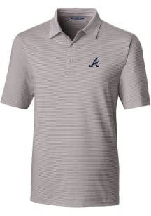 Cutter and Buck Atlanta Braves Mens Grey Forge Pencil Stripe Big and Tall Polos Shirt