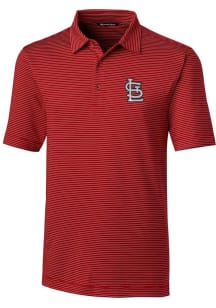 Cutter and Buck St Louis Cardinals Mens Red Forge Pencil Stripe Big and Tall Polos Shirt