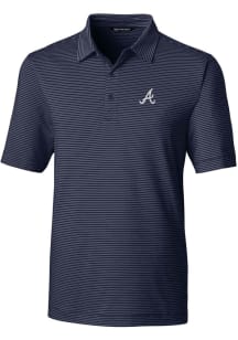 Cutter and Buck Atlanta Braves Mens Navy Blue Forge Pencil Stripe Big and Tall Polos Shirt