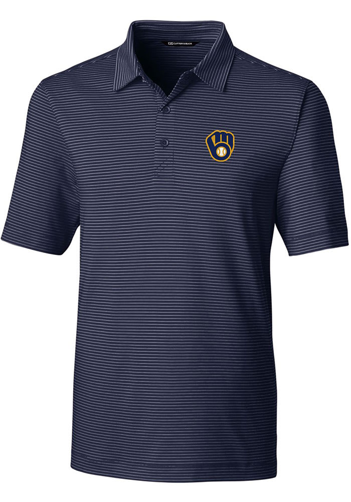 Nike Men's Milwaukee Brewers Stripe Polo - S (Small)