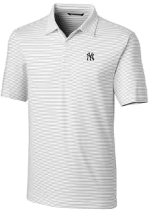 Cutter and Buck New York Yankees Mens White Forge Pencil Stripe Big and Tall Polos Shirt