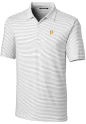 Cutter and Buck Pittsburgh Pirates Mens White Forge Pencil Stripe Big and Tall Polos Shirt