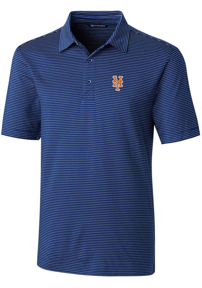 Cutter and Buck New York Mets Mens Blue Forge Pencil Stripe Big and Tall Polos Shirt