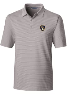 Cutter and Buck Milwaukee Brewers Mens Grey Forge Pencil Stripe Big and Tall Polos Shirt