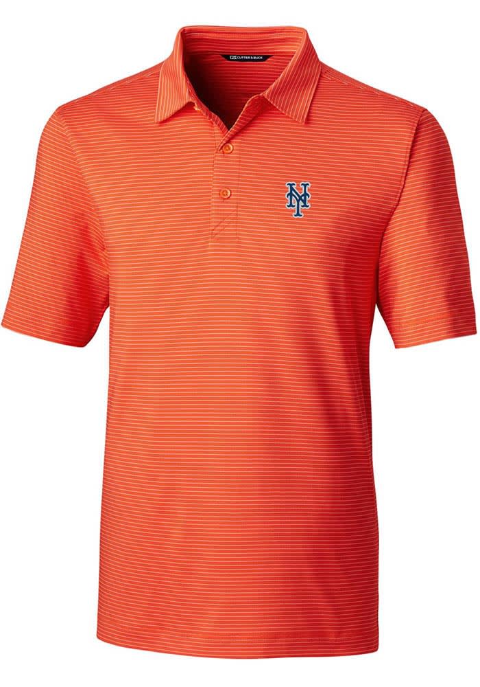 Cutter and Buck New York Mets Mens Orange Forge Pencil Stripe Big and Tall Polos Shirt