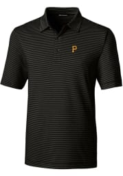 Cutter and Buck Pittsburgh Pirates Mens Black Forge Pencil Stripe Big and Tall Polos Shirt
