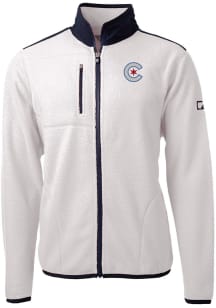 Cutter and Buck Chicago Cubs Mens White City Connect Cascade Sherpa Big and Tall Light Weight Ja..