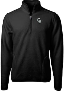 Cutter and Buck Colorado Rockies Mens Black City Connect Cascade Sherpa Big and Tall 1/4 Zip Pul..