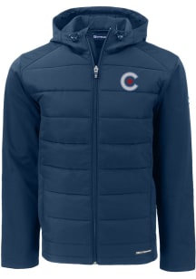 Cutter and Buck Chicago Cubs Mens Navy Blue City Connect Evoke Hood Big and Tall Lined Jacket