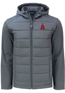 Cutter and Buck Los Angeles Angels Mens Grey City Connect Evoke Hood Big and Tall Lined Jacket