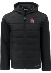 Cutter and Buck San Diego Padres Mens Black City Connect Evoke Hood Big and Tall Lined Jacket