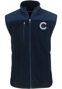 Cutter and Buck Chicago Cubs Big and Tall Navy Blue City Connect Cascade Sherpa Mens Vest