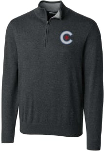 Cutter and Buck Chicago Cubs Mens Charcoal City Connect Lakemont Big and Tall 1/4 Zip Pullover