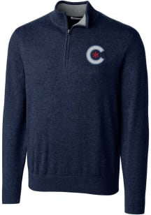 Cutter and Buck Chicago Cubs Mens Navy Blue City Connect Lakemont Big and Tall 1/4 Zip Pullover