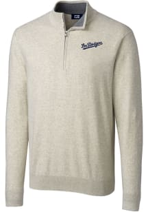 Cutter and Buck Los Angeles Dodgers Mens Oatmeal City Connect Lakemont Big and Tall 1/4 Zip Pull..