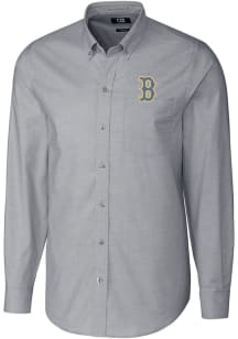 Cutter and Buck Boston Red Sox Mens Charcoal City Connect Stretch Oxford Big and Tall Dress Shir..