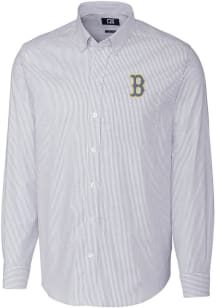 Cutter and Buck Boston Red Sox Mens Light Blue City Connect Stretch Oxford Big and Tall Dress Sh..